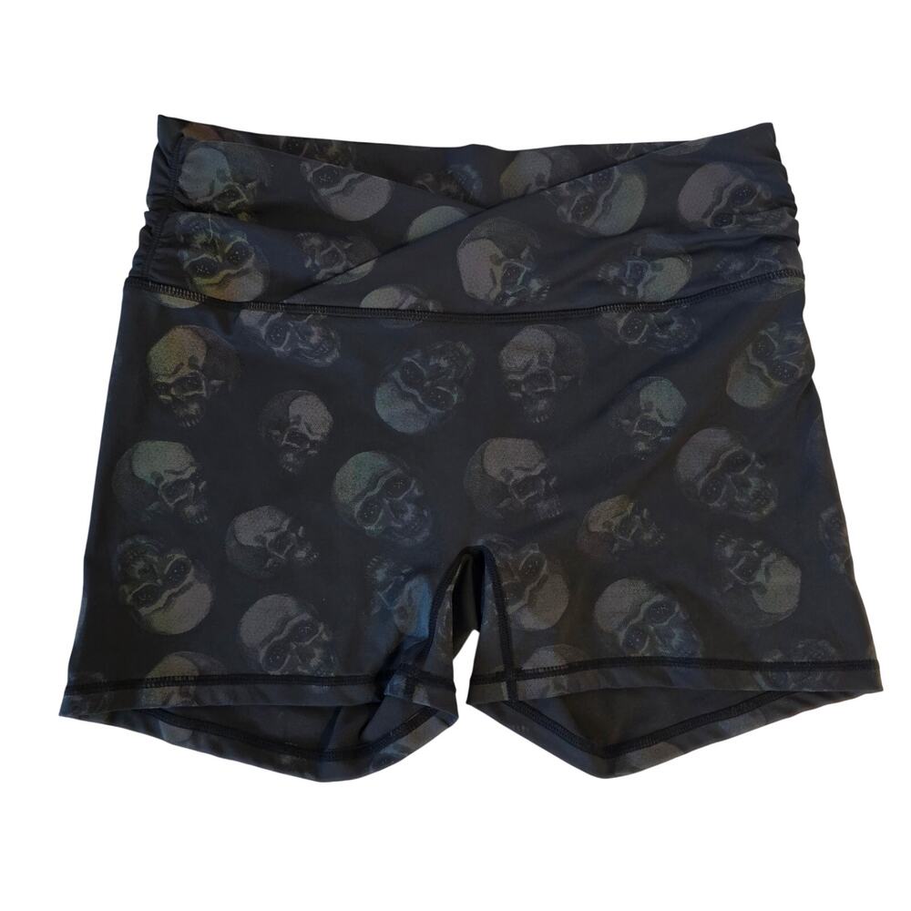Grrrl Camryn Kim Skull Print Cross Front Crossover Compression Shorts XS / S